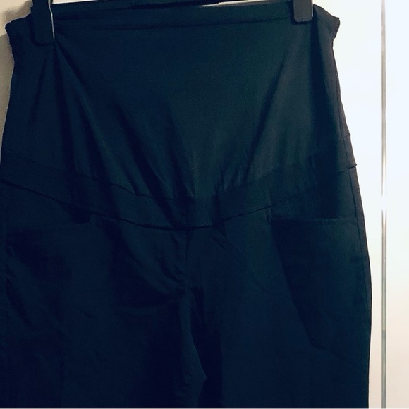 Stork & Babe XL Black Maternity High Rise Panel Straight Leg Pants Pockets - Picture 9 of 16